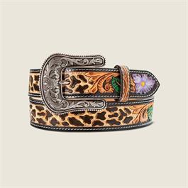 Ariat Womens Hand Tooled Cheetah Print with Painted Flower Belts thumbnail