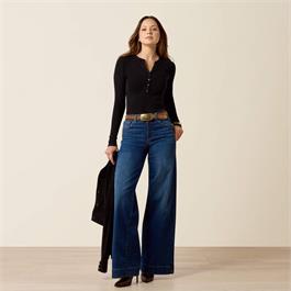 Ariat Womens High Rise Revel Vilma Ultrastretch Wide Leg Jeans - Norwalk  Thumbnail Image 2