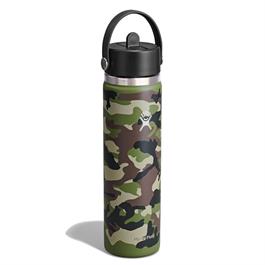 Hydroflask 24oz (710ml) Wide Mouth with Flex Straw Cap - Woodland Camo Thumbnail Image 1