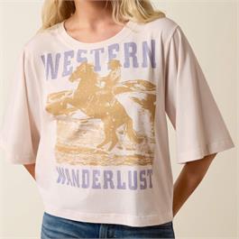 Ariat Womens Western Wanderlust T-Shirts - Sea Salt Thumbnail Image 3