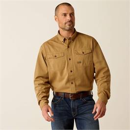 Ariat Rebar Washed Twill Work Shirt - Rebar Khaki - MED thumbnail