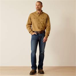 Ariat Rebar Washed Twill Work Shirts - Rebar Khaki Thumbnail Image 2